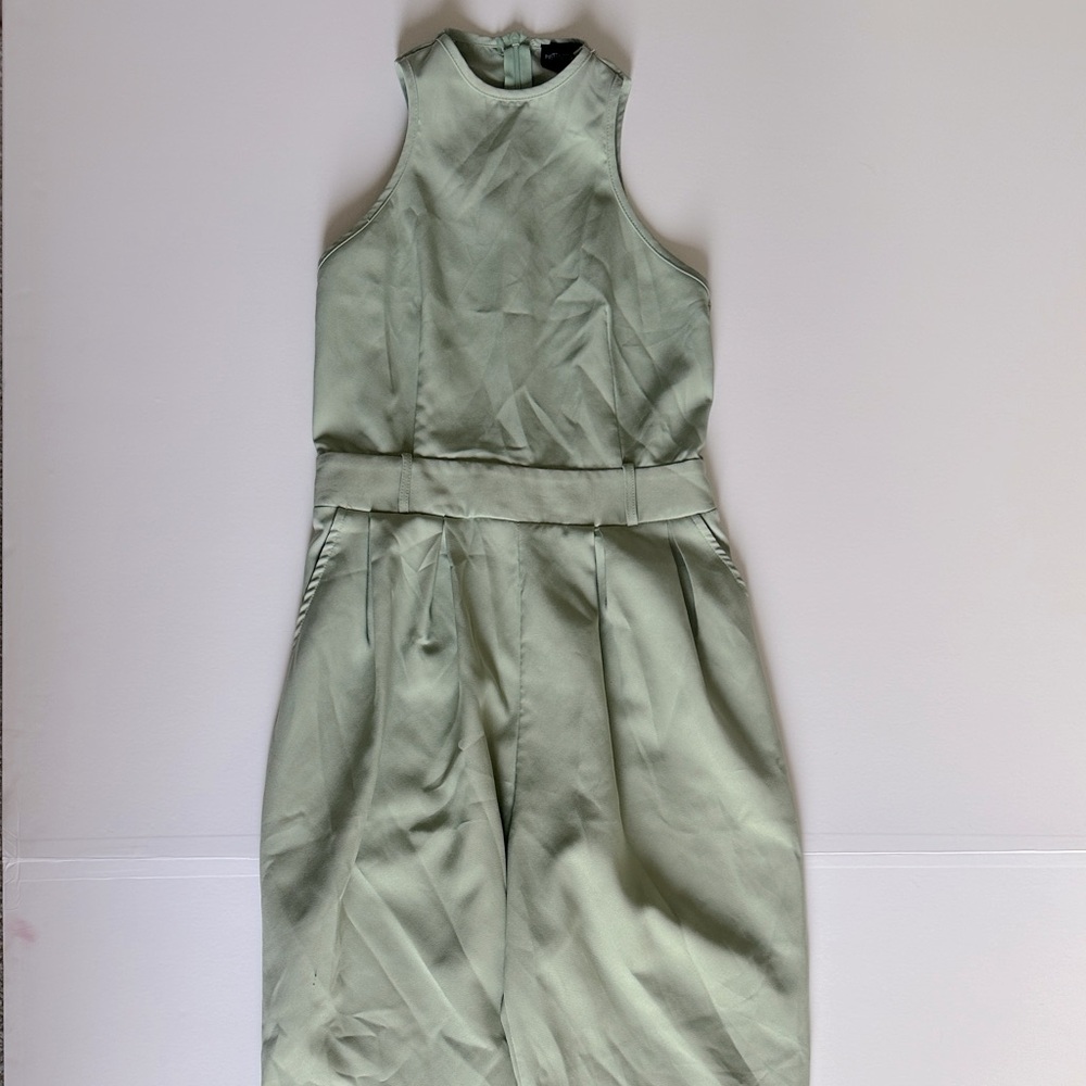 Sage Green Racer Back Pocket Detail Jumpstuit